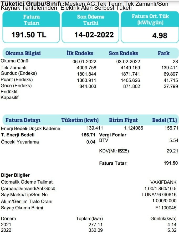 Elektrik Faturası hesaplama ve tasarrufu